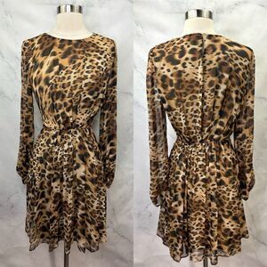 Vintage Miss Sixty Dress M60 y2k Sz 8 M Glam Leopard retro 2000 Mob wife A-LINE